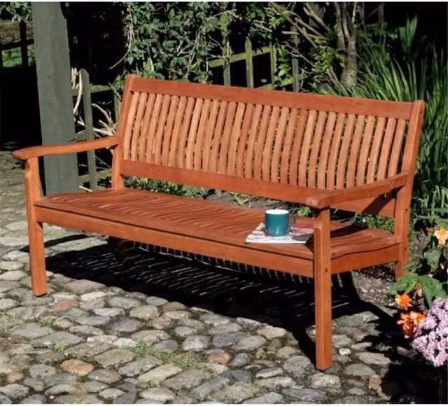 Cheshire 3 Seater Classic Wooden Garden Bench in Brown – 1