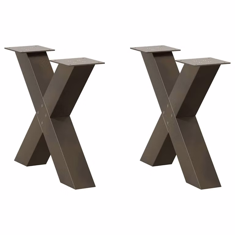 Berkfield Home X-Shaped Coffee Table Legs, 2 Pieces, Brown Steel, H: 60 cm, W: 42.5 cm, D: 42.5 cm