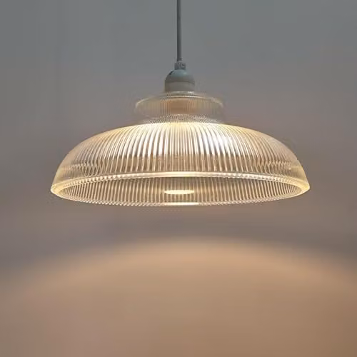 CGC Lighting Jacinta XL Transparent Glass Ribbed Extra Large Round Lampshade W/D/H: 38 x 38 x 15 cm – 2