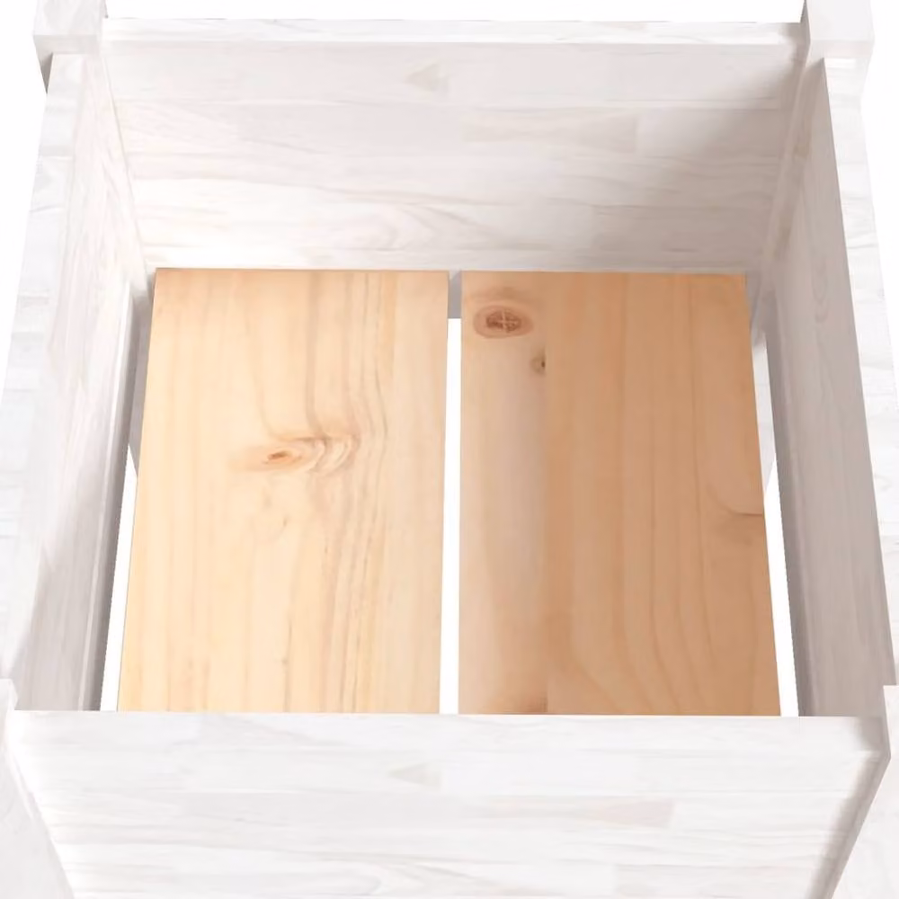 Berkfield Home Durable White Wooden Garden Planter Tub W/D/H: 50 x 50 x 70 cm – 3