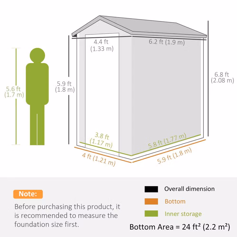 Rolipo Grey Plastic Garden Shed with Aluminium Frame – 5