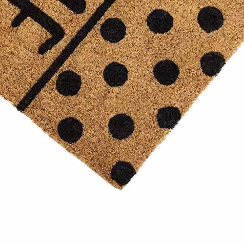 JVL Welcome Spots Eco-Friendly Coir Door Mat with Non-Slip Latex Backing, Brown, W: 60.0 cm, D: 40.0 cm, H: 1.0 cm – 3