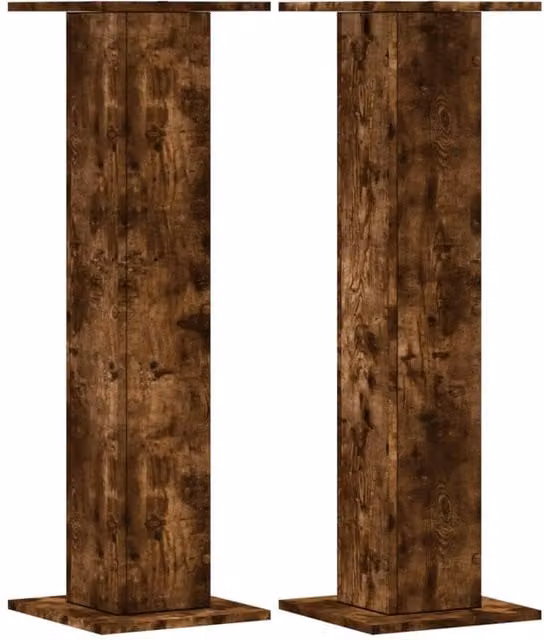 Berkfield Home Set of 2 Smoked Oak Plant Stands in Brown, W/D/H: 30 x 30 x 95 cm – 1