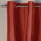 Terrys Jazz Red and Silver Striped Opaque Eyelet Fabric Curtain Panel
