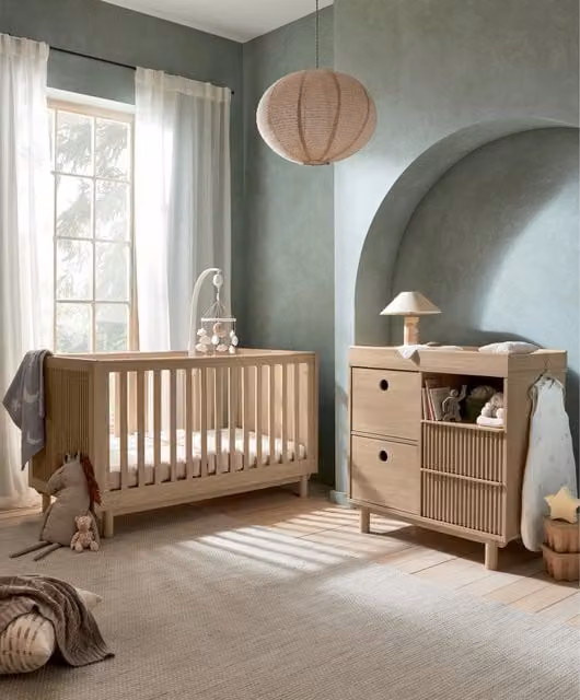 Mamas & Papas Oska 2 Piece Cotbed Set with Narrow Dresser Changer, Oak/Natural