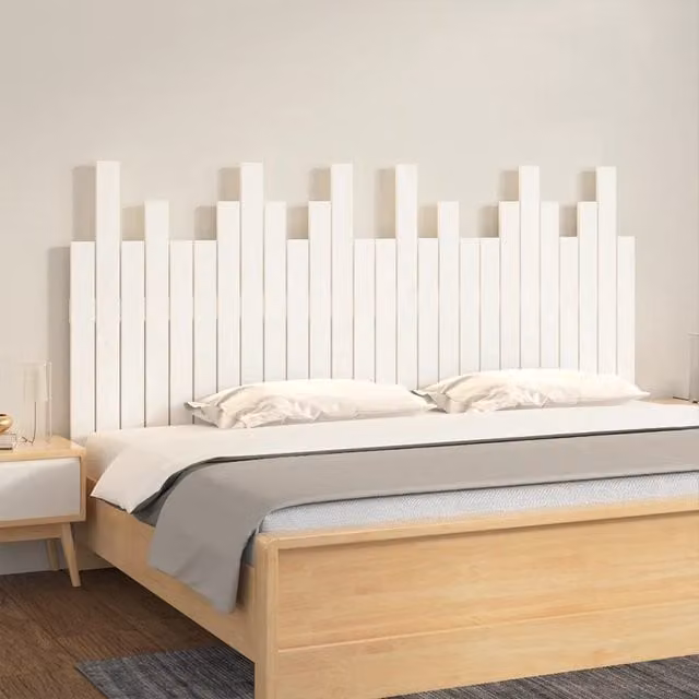 Berkfield Home White Rustic Solid Wood Pine Wall Mount Headboard W: 166 cm, D: 3 cm, H: 80 cm – 1