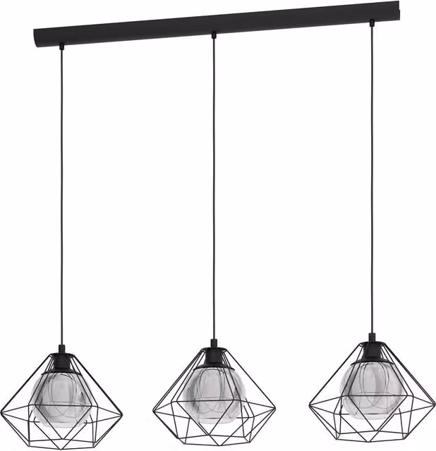 Loops Geometric Black and Transparent Glass Hanging Ceiling Pendant Light for Kitchen Islands