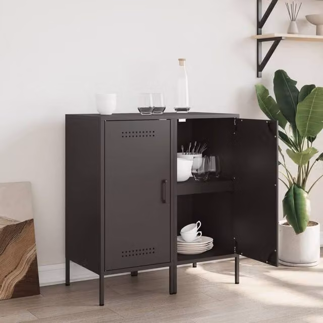 Berkfield Home Set of 2 Industrial Black Steel Sideboards, W/D/H: 36 x 39 x 79 cm – 1