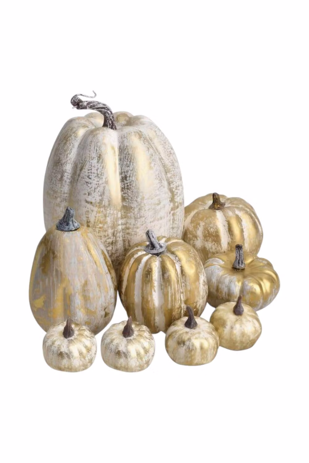 Garden Greatness Set of 9 Brushed Gold Metal Pumpkins for Autumn and Halloween Tabletop Decor – 2