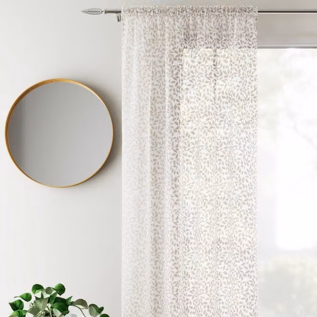 Terrys Willow Ready Made Single Voile Curtain in Duckegg Blue and White Floral Design