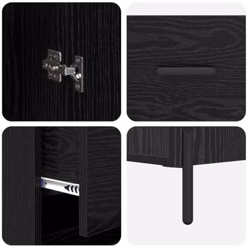 vidaXL Modern Black Highboard with 3 Drawers and Internal Shelves, W/D/H: 34.0 x 31.2 x 180.0 cm – 5