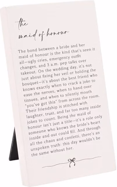 Amore by Juliana Maid of Honour Wedding Gift Verse Plaque in White