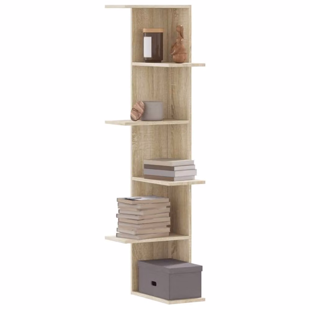 Berkfield Home Sonoma Oak Wall Corner Shelf in Light Tan, W/D/H: 36.5 x 36.5 x 140 cm – 2