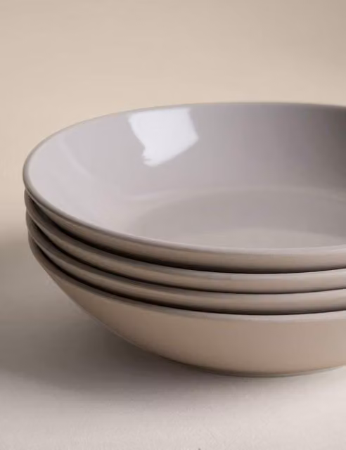 M&S Set of 4 Everyday Stoneware Pasta Bowls in Beige