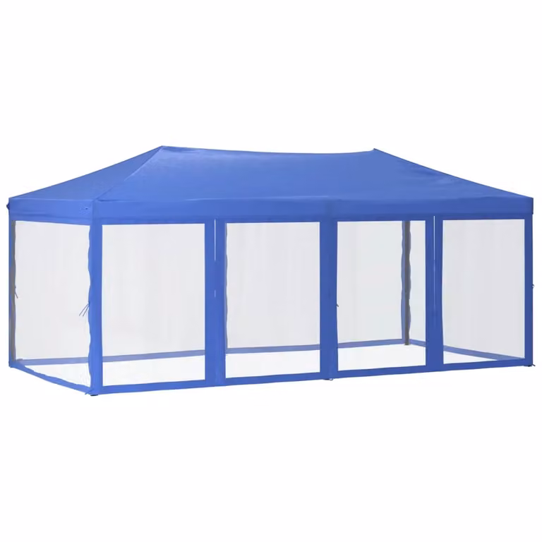 Berkfield Home Folding Party Tent with Sidewalls, Blue and Silver, W: 6 m, D: 3 m, H: 3 m