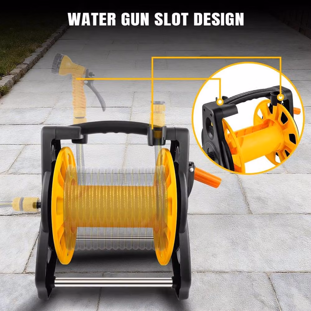 FLAVORA Compact Manual Garden Hose Reel in Yellow and Multicolour – 3