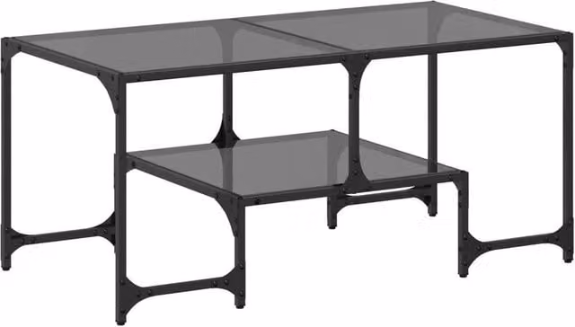 Berkfield Home Modern Rectangular Coffee Table with Black Glossy Glass Top and Steel Frame, W: 98.5 cm, D: 50 cm, H: 45 cm – 1