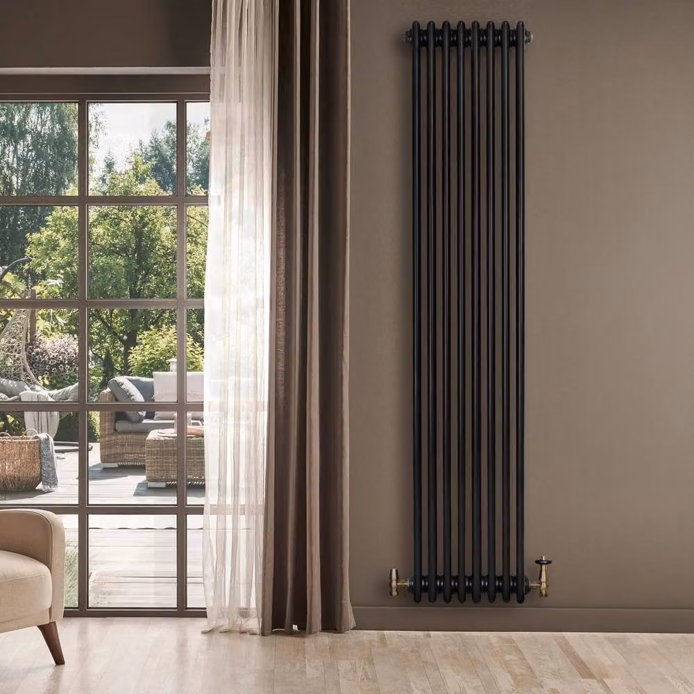Monstershop Traditional 4 Column Steel Radiator in Black, H 180 cm x W 38 cm – 4