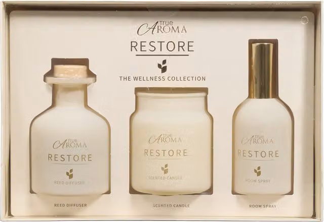 True Aroma Restore Gift Set in White Glass