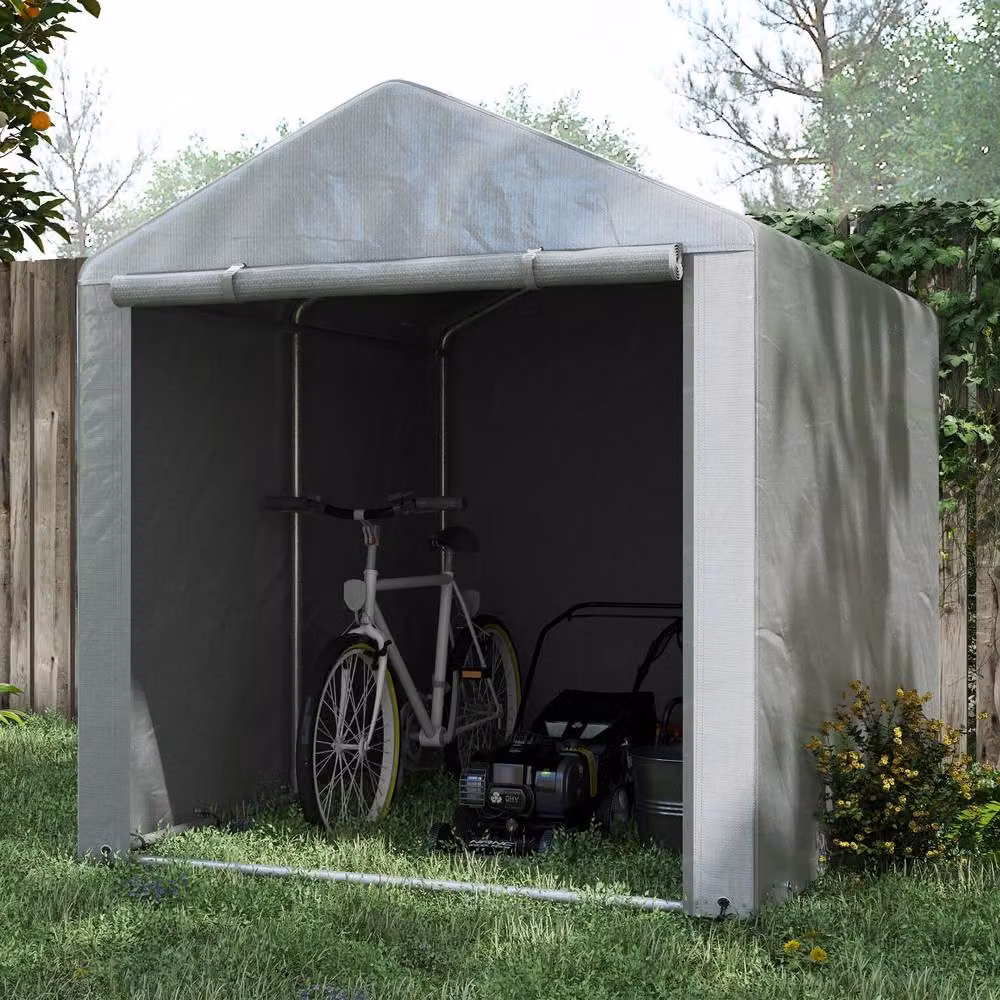 Rolipo Outdoor Storage Tent with Accessories, Light Grey, W: 220 cm, D: 160 cm, H: 172 cm – 4