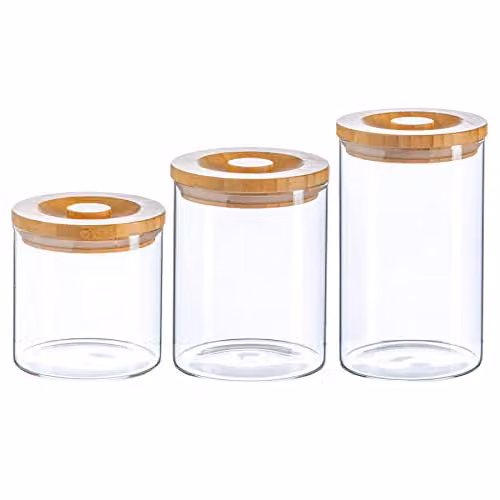Argon Tableware Airtight Glass and Silicone Storage Jar Set in Transparent and Silver