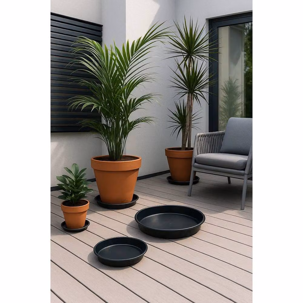 SPETLEK Black Plastic Plant Pot Saucers, 10 Pack, Diameter: 25 cm – 3