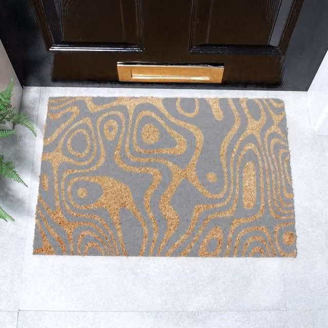 Artsy Mats Grey Doodle Paint Swirls Doormat, W 60 cm x D 40 cm