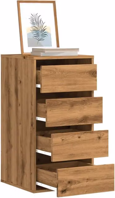 Berkfield Home Corner Chest of Drawers in Artisan Oak, Brown, W/D/H: 40 x 41 x 76 cm
