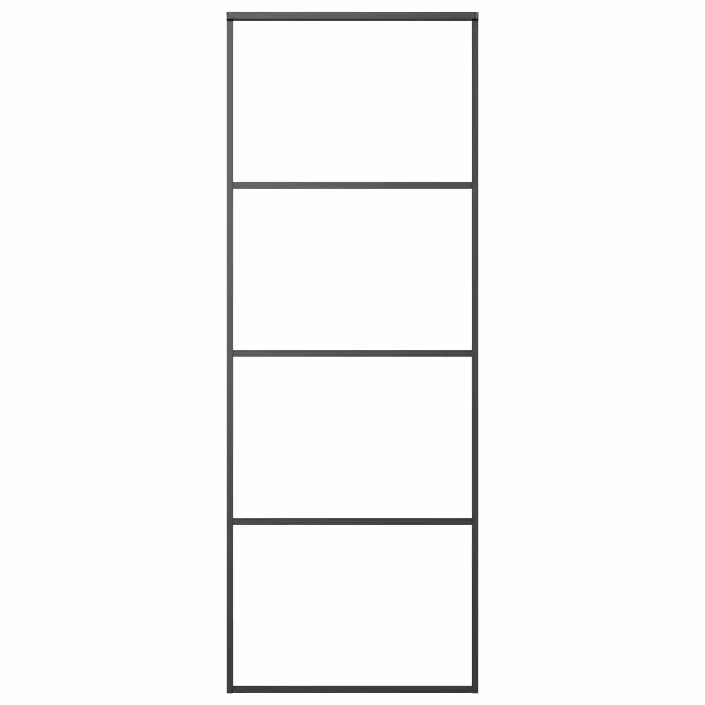Berkfield Home Modern Black Sliding Door with Frosted ESG Glass and Aluminium, W: 76 cm, H: 205 cm – 2