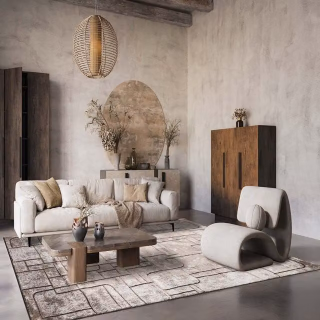 Desire Rugs Belgravia Modern Cobble Design Living Room Area Rug in Beige, W: 160 cm, D: 230 cm – 1