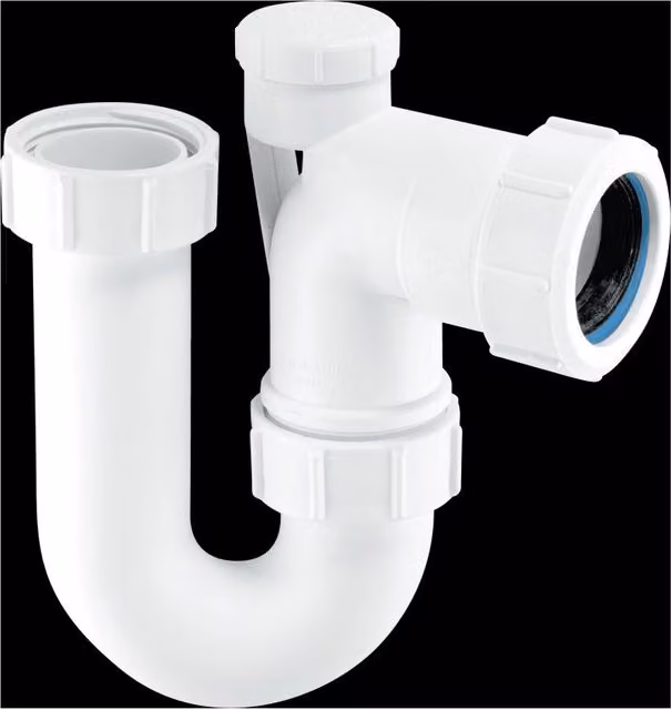 McAlpine SE10V White Plastic Tubular Swivel Anti-Syphon P Trap with Universal Outlet – 1