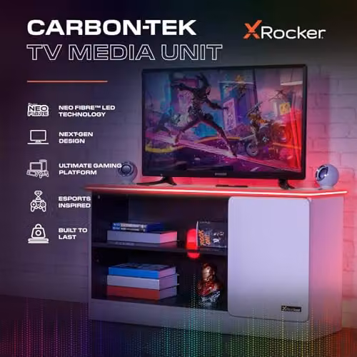 X Rocker Carbon-Tek TV Unit with LED Lighting in White – 2
