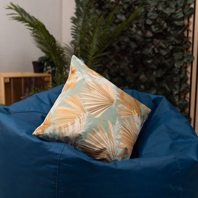 Icon Pampas Grass Floral Print Stain Repellent Outdoor Cushion in Beige, Yellow and Green