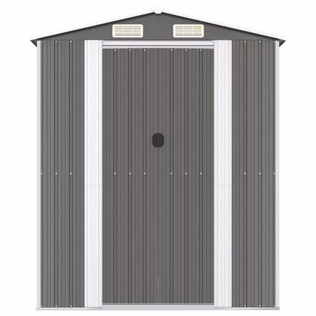 Berkfield Home Galvanised Steel Garden Shed in Light Grey, W/D/H: 440 x 192 x 223 cm – 3