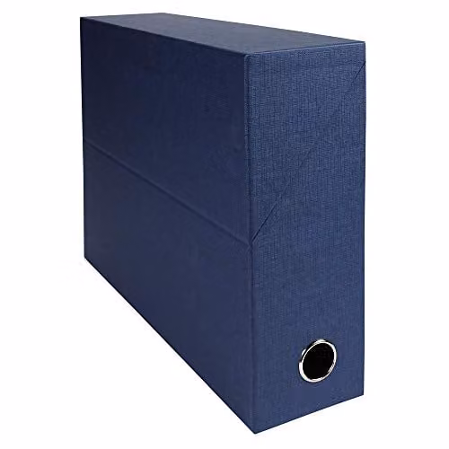 Exacompta Transfer Box A4 Linen-Effect Paper Document Box in Dark Blue, Spine Width: 9 cm