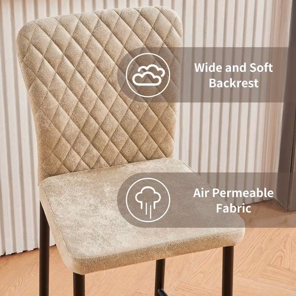 PAWNORA Set of 4 Modern Faux Suede Bar Stools in Beige – 2