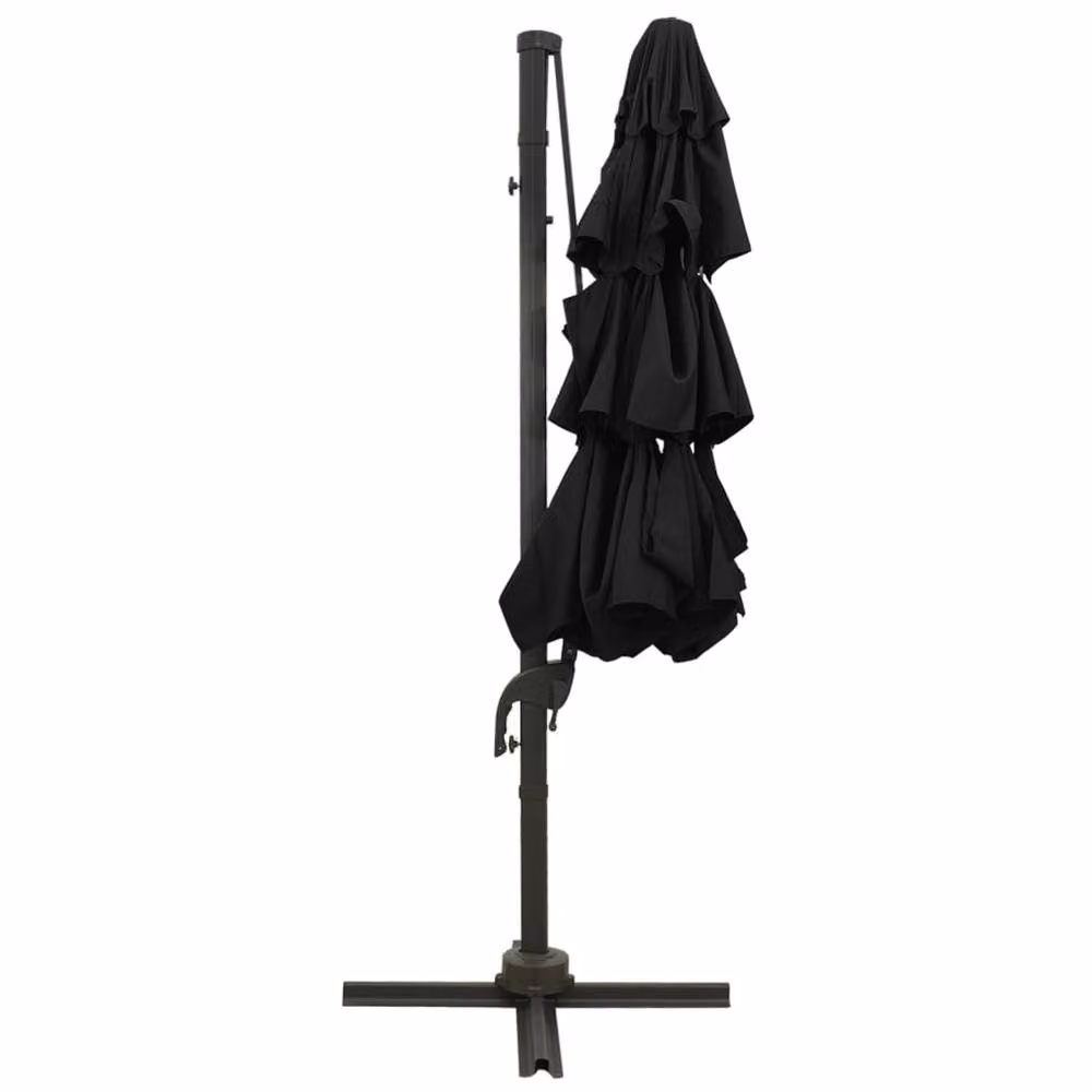 Berkfield Home 4-Tier Parasol with Aluminium Pole, Black, W: 300 cm, D: 300 cm, H: 247 cm – 3