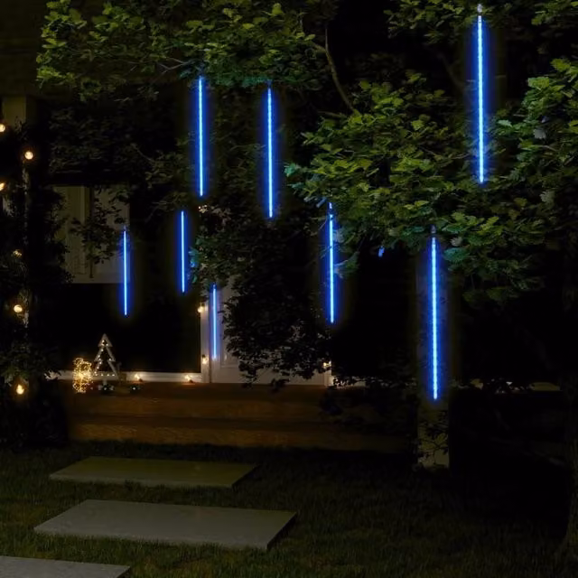 Berkfield Home Blue Meteor Icicle LED Lights, 8 Pieces, 288 LEDs, 50 cm – 1