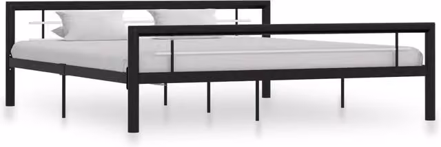 Berkfield Home Super King Metal Bed Frame in Black and White, W/D/H: 180 x 200 cm – 1