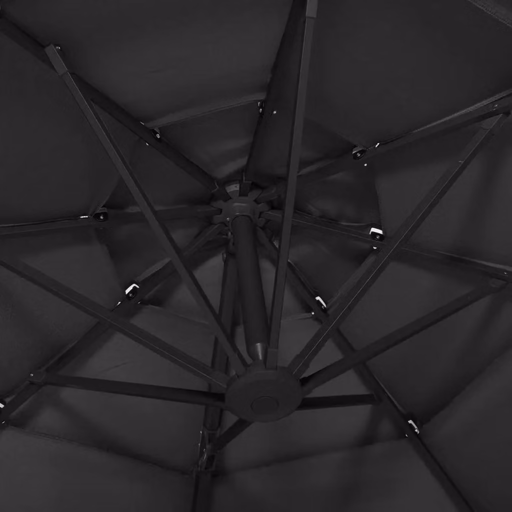 Berkfield Home 4-Tier Black Parasol with Aluminium Pole, W: 3 m x D: 3 m – 3