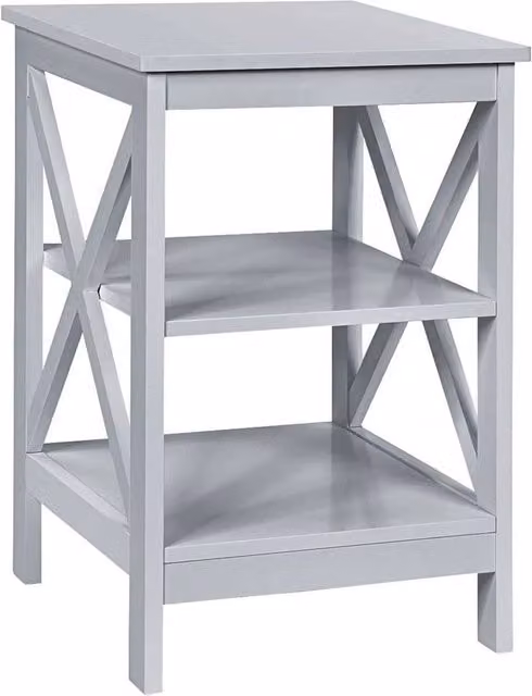 KORVIXA Modern 3-Tier Grey Side Table and Nightstand for Living Room or Bedroom