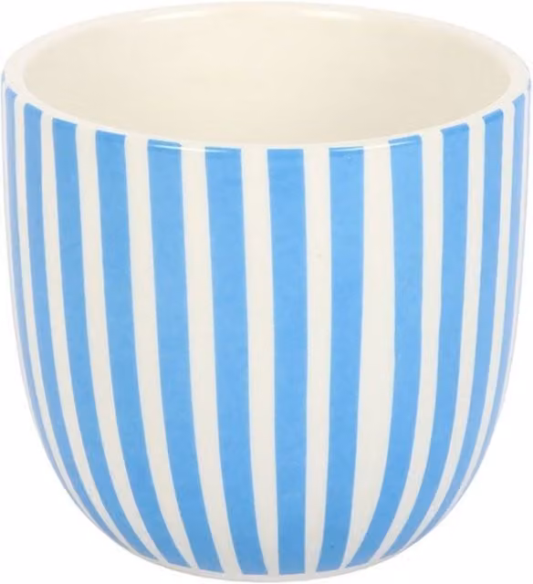 KDMK Blue Striped La Dolce Vita Ceramic Tabletop Plant Pot