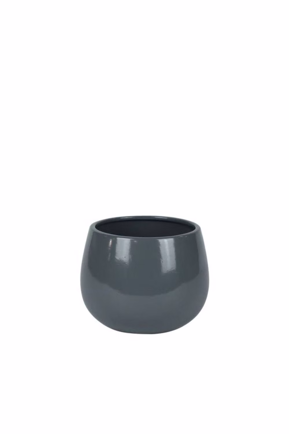KDMD Hortus Glossy Grey Ceramic London Tabletop Pots, 2 Pack, H 12 cm x Dia 13 cm – 2