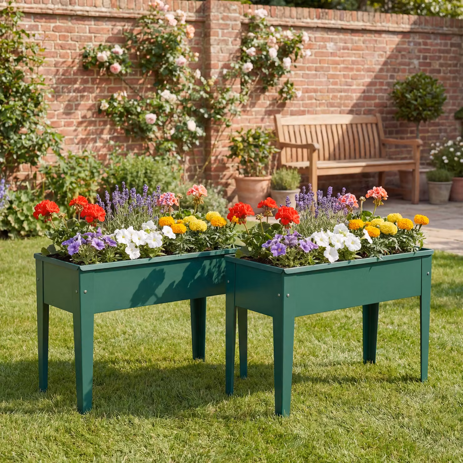 Outsunny Metal Raised Garden Bed on Legs with Drainage Hole and Foot Covers, Green – 7
