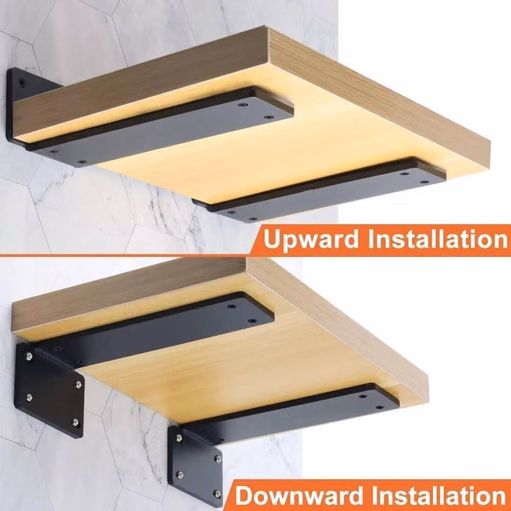 PAWNORA Matt Black Steel Floating Shelf Brackets, 24 cm, 2-Piece Set – 5