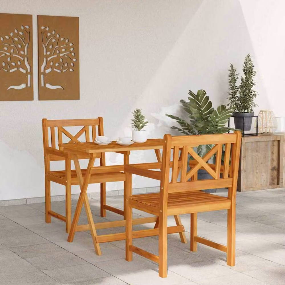 Berkfield Home Set of 2 Modern Brown Acacia Wood Garden Chairs, W/D/H: 56 x 56 x 90 cm – 2