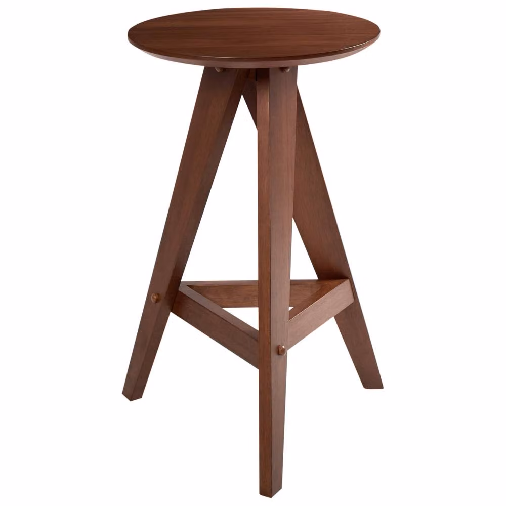 Wyld and Coco Set of 2 Brown Retro Rubberwood Dining Stools – 3