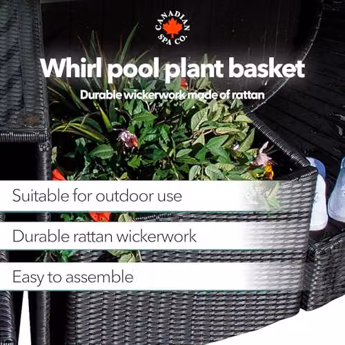 Canadian Spa Co. Black Rattan Plant Basket for Round Spas and Hot Tubs – 3