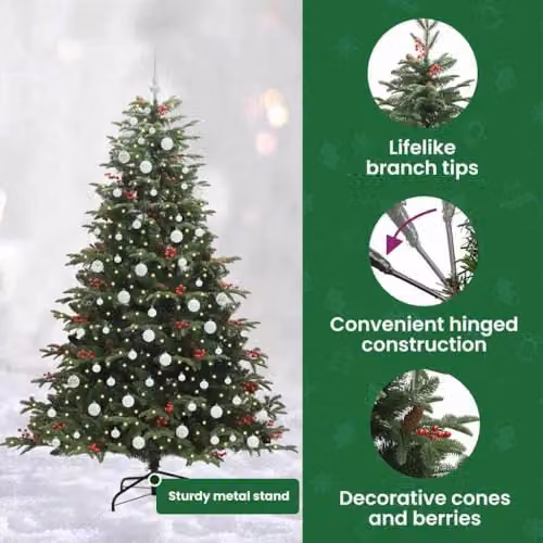 vidaXL Artificial Christmas Tree with 300 LEDs and Stand, Green, Height: 210 cm – 5