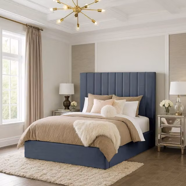 Desire Deco Valentina Upholstered Velvet Bed Frame in Grey, 180 x 200 cm